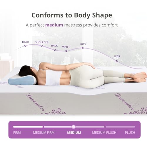 Image of EGOHOME 8 Inch Full Size Mattress, Medium Memory Foam Infused with Green Tea Gel, Pressure Relief, Body-Adapting Comfort, Bed in a Box, CertiPUR-US Certified