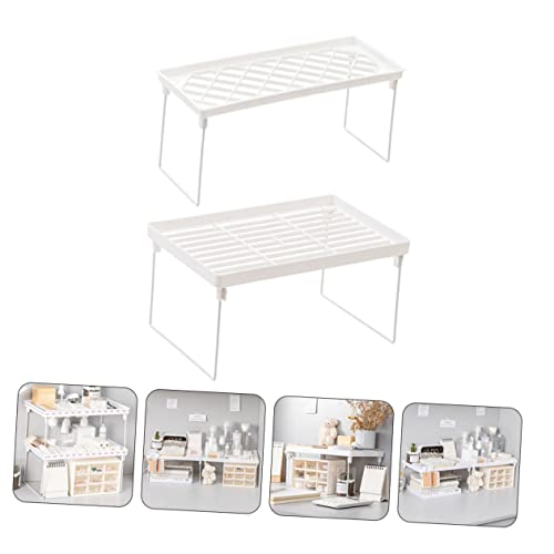 Ciieeo 2pcs Storage Rack Storage Shelf Storage Shelves Cabinet Rack Display Rack Desktop Drawers Organizer Iron Shelf Kitchenware Holder Stand Kitchenware Rack Single Layer White Pot Rack