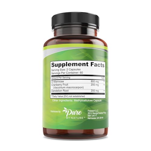 Pure by Nature D-Mannose with Cranberry and Dandelion Root, 120 Count - Thumbnail 6