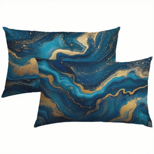 Taie oreiller turquoise velours 50x70 housse coussin imperméable - 2