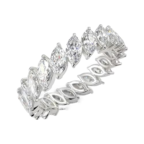 10K/14K/18K Gold Marquise Cut Moissanite Eternity Ring for Women Simulated Diamond Wedding Band