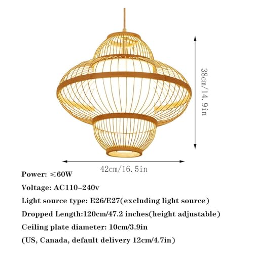Lustre vintage bois pour table à manger suspension rétro 42cm