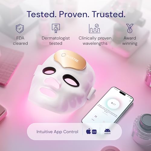 LED Face Mask Light Therapy for Acne & Anti-Aging Skincare | FDA-Cleared, Wireless & App-Controlled | Blue, Near-Infrared & Red Light Therapy Mask for Face - Lustre ClearSkin Renew Pro Facewear - Image 3