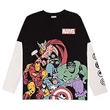 Marvel Comics Marvel montiert Langarm T Shirt, Kinder, 104-170, Schwarz, Offizielle Handelsware