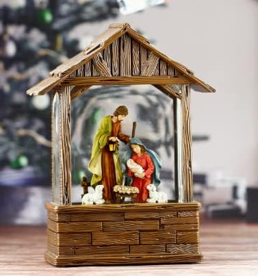 Nativity Sets for Christmas Indoor, Nativity Scene Lighted Snow Globe, 8.5" Musical Christmas Decorations…