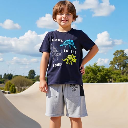 Image of Little Bitty Toddler Boy Clothes Boys Summer Outfits Cotton Short Sleeve T-Shirt & Shorts Set 2-7Yrs