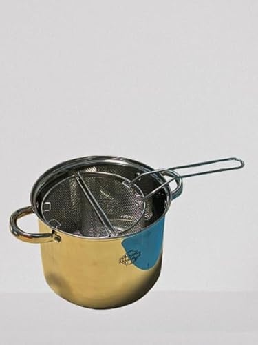 SPAGHETTIERA CON DOPPIO CESTELLO INCLUSO (TRIPLO FONDO A INDUZIONE) Tutto In ACCIAIO INOX Diametro 22cm Capacità 6 lt MADE IN ITALY