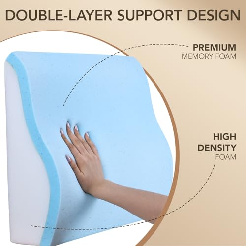 Lumbar Support Pillow for Recliner,Large Memory Foam Back Support Cushion for Sofa & Gaming Chair, Ergonomic Backrest Pillow for Elderly, Comfortable Couch Cushion with Machine Washable Cover,Gray