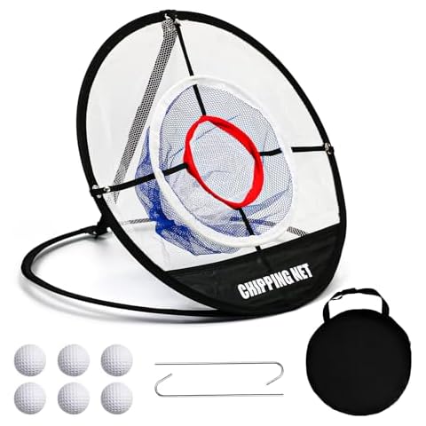 Golf Practice Chipping Net, Pop Up Golf Nets Portable Chipping Net Golf Target Net for Accuracy and Swing Practice (Black Round Net) Cover