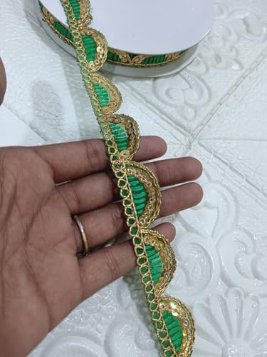 Image of Designer Golden Wave Lace Border for Blouse Saree Dupatta Lehenga Craft Decoration and Ethnic Sewing Accessories (RM-LACE49-6)