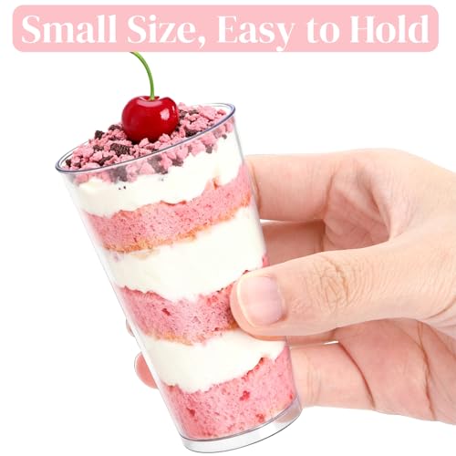 Peohud 100 Pack 3oz Dessert Cups with Spoons, Mini Dessert Shooter Cups, Parfait Appetizer Cups Shot Glasses for Desserts, Pudding, Event and Party by Peohud - Image 4