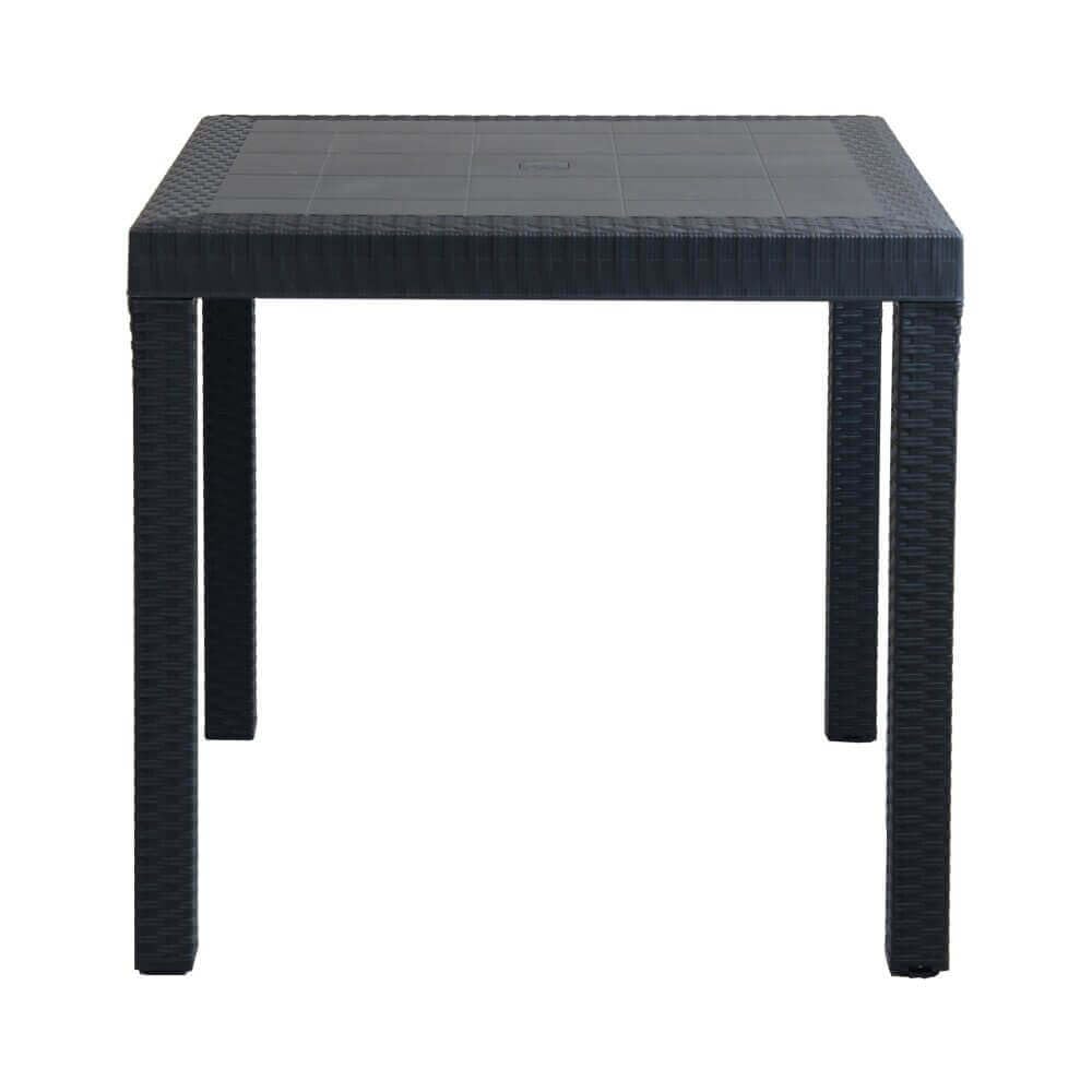 milani home - tavolo da giardino quadrato fisso in wicker effetto rattan bianco, 80 x 80 cm, in polipropilene, per terrazzo e portico