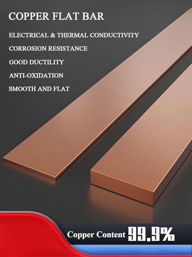 TIHONORI Copper Flat Bar, 5-20Mm Thick 100Mm Length Copper Bus Bar 99.9% Copper Metal, Copper Flat Bar Stock for DIY Craft, Industrial Building,5mm*10mm*100mm - Image 3