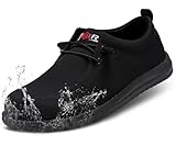 LARNMERN Waterproof Steel Toe Loafers Women Slip On Shoes Lightweight Comfortable Walking Safety Work Flats Sneakers(7.5 Women, Black)