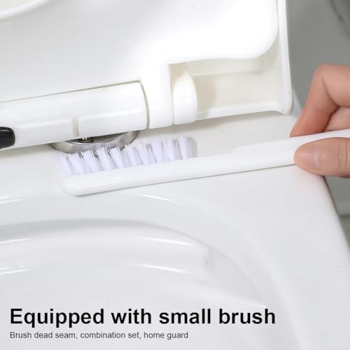 Image of Toilet Bowl Brush and Holder,Toilet Brush with Crevice Cleaning Brushes,No Dead Corner Clean Wall Mounted Compact Toilets Brushes Set,Durable Bristles for Bathroom,RV(White Grey)