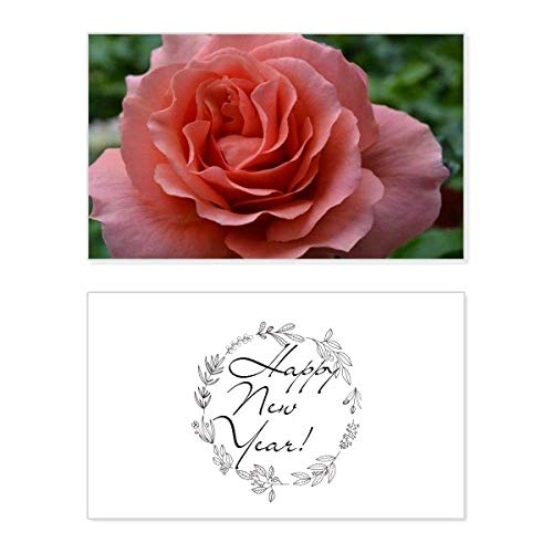 Carte de Nouvel An avec roses roses de qualité supérieure au style Green Leaves poétique