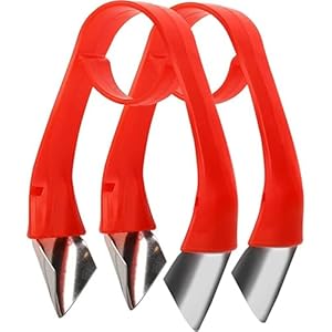 Multi Function Stainless Steel Fruit Tool, Strawberry Top Stem Leaves Huller, Pineapple Eyes Remover, Fruits and Vegetables for The Kitchen（2PCS, Red