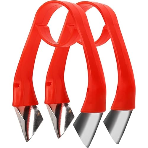 Multi Function Stainless Steel Fruit Tool, Strawberry Top Stem Leaves Huller, Pineapple Eyes Remover, Fruits and Vegetables for The Kitchen(2PCS, Red