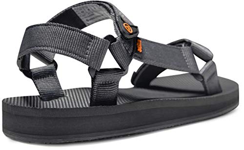 Atika Men's Islander Walking Sandals, Arch Support Trail Outdoor Hiking Sandals, Strap Sport Sandals, Summer Water Shoes, Islander Sandals Grey & Orange, 7 #TOP2