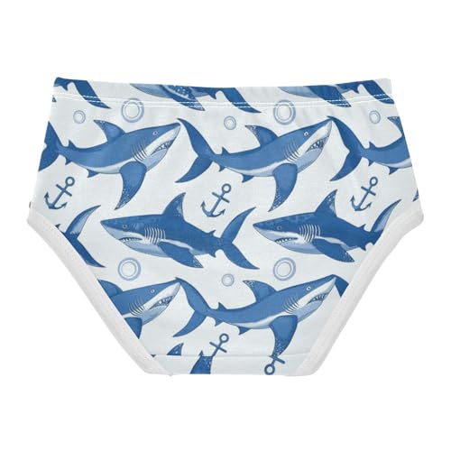 Wusikd Blue Shark Girls' Underwear Cotton White Anchor Girls Briefs Soft Toddler Underwear 2T2