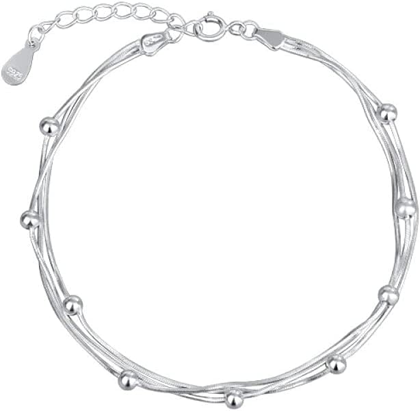 Bracelet en argent sterling 925 multicouche chaîne serpent pour femme