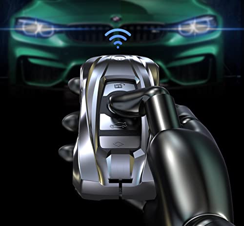 Autek For Bmw Key Fob Cover, Metal Car Key Fob Cover For Bmw 2 5 6 7 Series X1 X2 X3 X5 X6 Series Key Cover Accessories With Keychain (A-Grey) (Audi B Bs) #TOP4