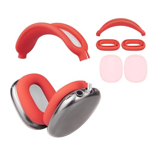 SOULWIT Kit di Protezione per AirPods Max,Copertura per Fascia Headband+Protettore Custodia Case in TPU+Copertura Cover in Silicone per Cuscinetti Auricolari, Accessori Lavabili e Antigraffio-Rosso