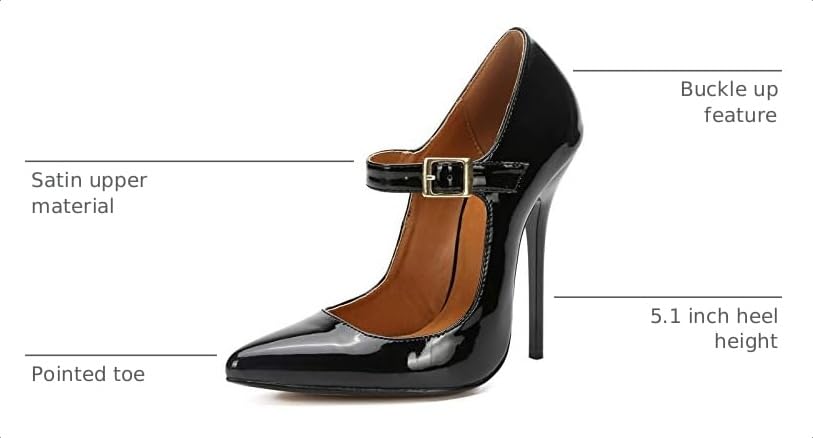 Image of Unisex Men's Women's Pointed Toe Stiletto High Heel Buckle up Pumps
