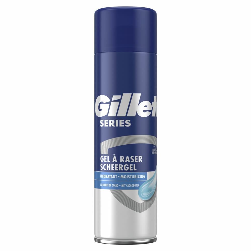 Gillette Series Rasiergel, feuchtigkeitsspendend, mit Kakaobutter, vollständiger Schutz gegen Reizungen, schützt vor Schnitten, Verbrennungen, Rötungen und Zerren, 200 ml