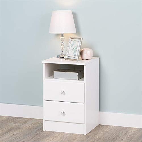 Prepac Astrid 2-Drawer Nightdstand with Acrylic Knobs, White