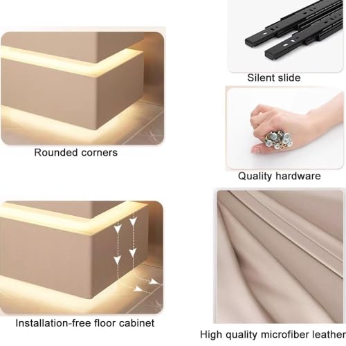Table de chevet intelligente en bois : meuble de nuit LED à code et induction - 4