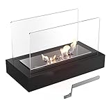 Material: Stahl, Glas KRATKI Galina Ethanol Fireplace, Free-Standing Real fire Fireplace with TÜV Certificate  Fire line 13 cm, Dimensions in cm: H21.80 x W35.40 x D18