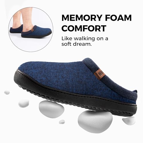MERRIMAC Men's Slip on Slippers Comfy Memory Foam Non Slip Indoor House Shoes Navy Blue,12-13 US by MERRIMAC - Used condition - Image 4