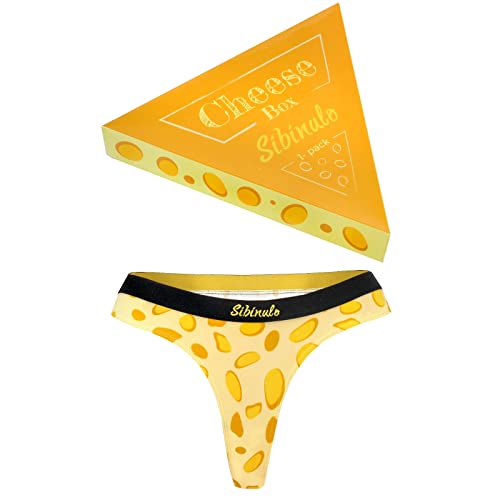Sibinulo - Femme Drôle Fromage Tangas Strings, Meilleur Cadeau pour Toutes Les Occasions, Coton, 1 Paire, Mesurer XL