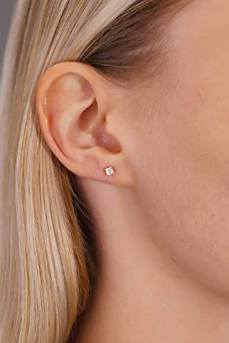 14k Yellow Gold Solitaire Square Princess-cut CZ Stud Earrings with Secure Screw-backs3