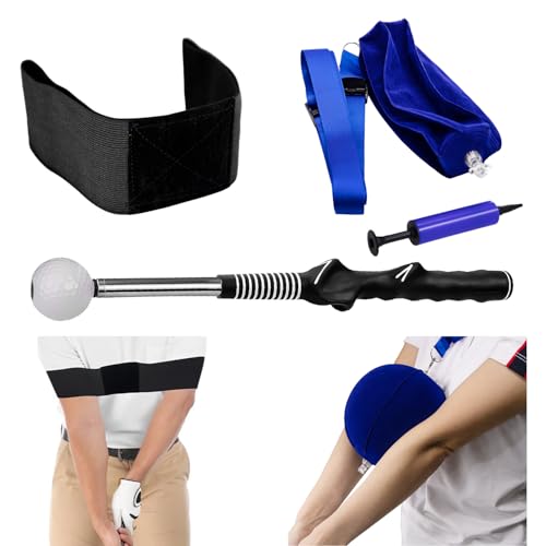 wowtron Golf Swing Training Aid, Stretchable Golf Swing Trainer, Golf Impact Practice Ball & Golf Arm Band for Warm-up, Indoor & Outdoor Practice