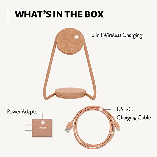 Courant-Mag2-Essentials-Wireless-Charging-Stand-Belgian-Linen-2-in-1-Multi-Device-Charger-Magnetic-Stand-for-MagSafe-iPhones-with-Charging-Base-for-AirPod-Cases-Camel