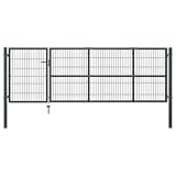 Hauteur du panneau : 100 cm vidaXL Portillon avec Poteaux Portillon de Jardin Portail de Jardin Portail de Clôture de Patio Barrière de Terrasse Extérieur Acier 350x100 cm