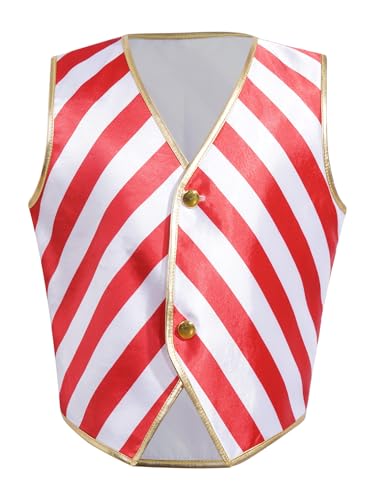 Kids Girls Stripes Vest Boys Candy Cane Outfits Xmas Waistcoat Christmas Performance Party Dress Up