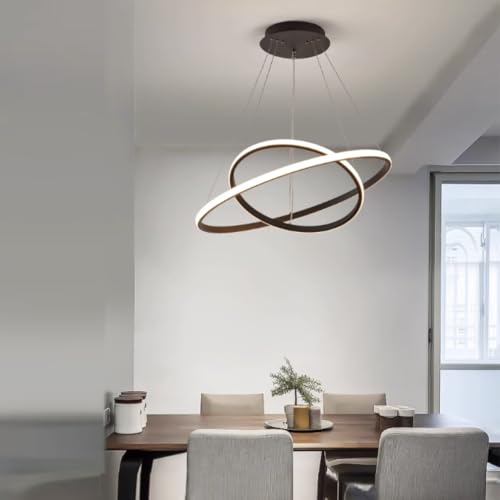 Lámpara colgante moderna negra con tres tonos de luz ajustables para techo de comedor