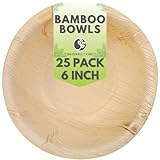 Naturally Chic Bamboo Bowls - 6 Inch Round Palm Leaf Bowls - Eco Friendly, Disposable, Compostable and Biodegradable Bowls for Catering, Weddings and Parties