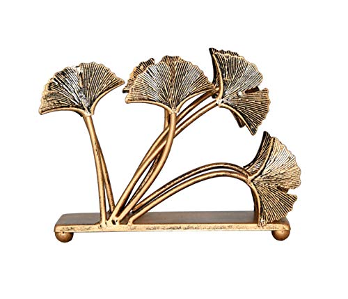 Owlgift Modern Ginkgo Leaves Design Napkin Holder For Tables, Metal Paper Napkin Storage For Kitchen, Stylish Paper Towel Dispenser, Mail Letter Sorter Rack, Document File Organizer – Bronze #TOP4