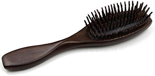 Natural Ebony Wood (Black Sandalwood) Cushion Hair Brush, Wooden Bristle Massage Hair Brush
