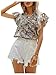 SweatyRocks Women's Casual V Neck Short Sleeve Frill Trim Blouse Shirt Top Floral Multicolor L