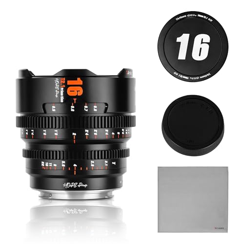 7artisans 16mm T2.1 Hopeシリーズ プロフェッショナルシネマレンズ S35フレーム ミラーレスカメラレンズ 富士Xマウント対応 FUJIFILM X-S20/X-T5/X-H2/X-T4/X-H2S/X-T3/X-S10用 (ブラック