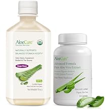 AloeCure Digestion Support Pack - Grape Flavor Aloe Juice 1btl, Aloe Vera Capsules 30 caps