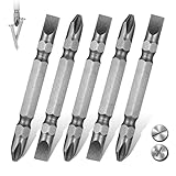 5Pcs Impact Double End Screwdriver Bit Set, Ph2/Sl6 Magnetic Slotted Phillips Screwdriver Driver Bit S2 Alloy Steel Hex Drill Bits Set for Power Tool (65mm)