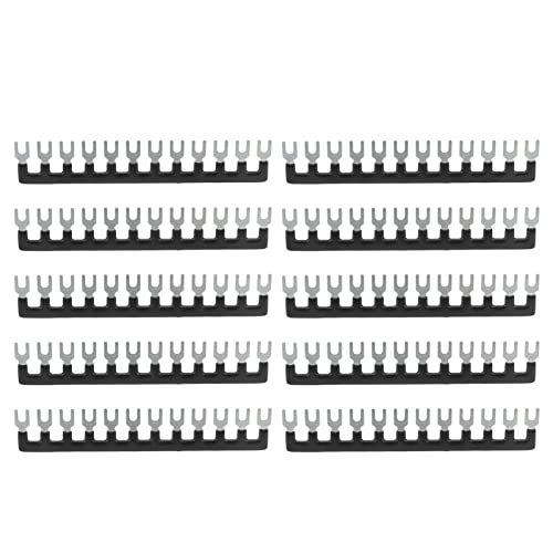 Bloco Terminal de Jumper, Bloco Terminal de Garfo de 10 Barras de Fixação, Boa Condutividade, Isolam