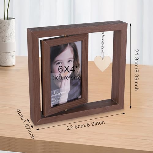 LTXDJ Draaibare fotolijst voor 2 foto's, 4 x 6 cm, houten Newlywed jubileum, fotolijst, paar, cadeau voor hem en haar, gepersonaliseerd fotocadeau voor bruiloft, Valentijnsdag, Moederdag, beste vriend - Image 8