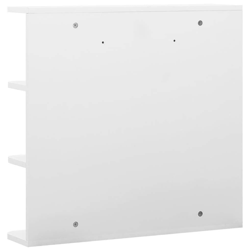 SYDE Armario de Baño con Espejo Blanco 66x17x63 cm | MDF y Vidrio, 1 Puerta, 8 Compartimentos, Almacenaje para Aseo